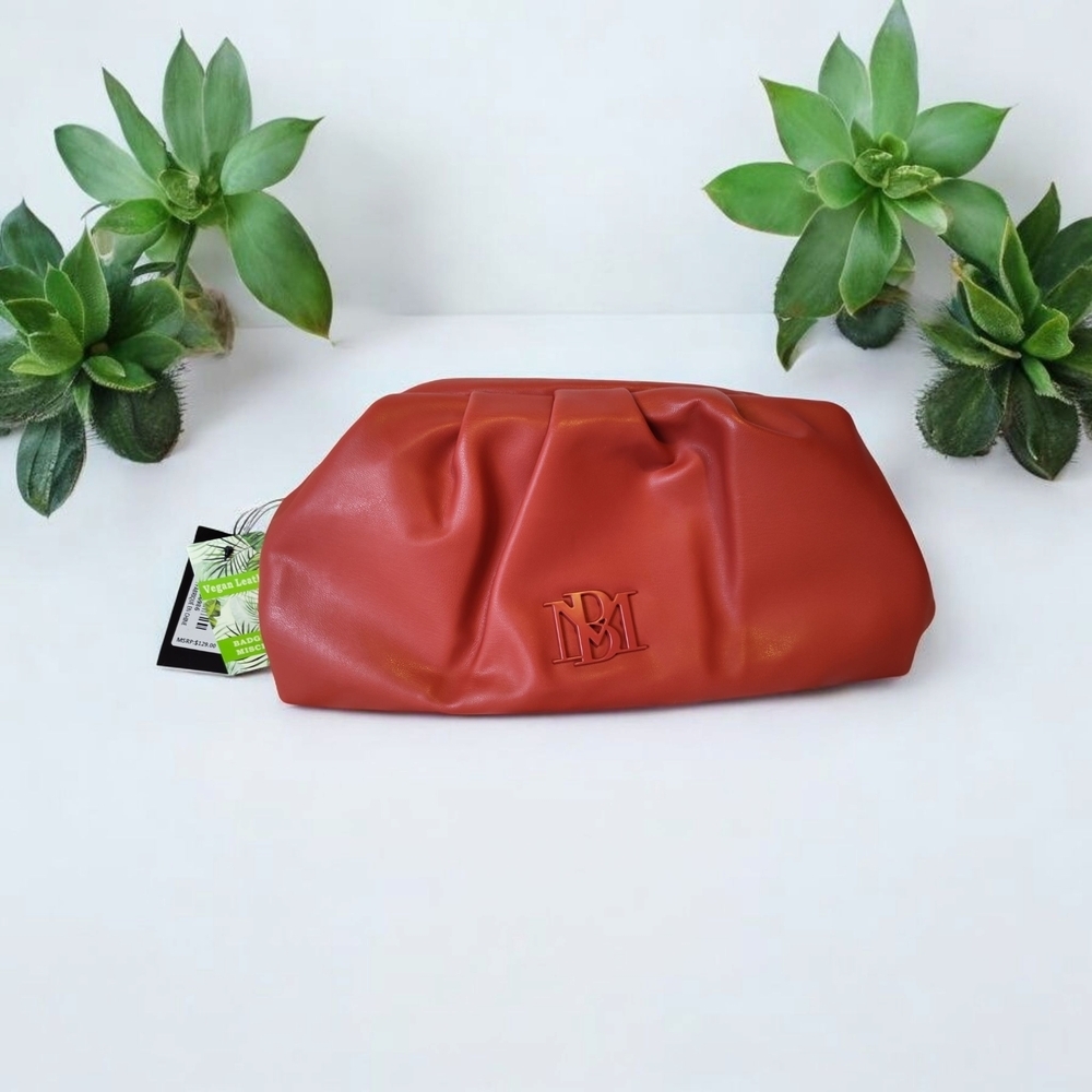 NWT Badgley Mischka Red Vegan Leather Clutch in Red